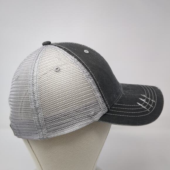 Ha Strapback Trucker Hat Gray One Size Adjustable Distressed Mesh Back 6 Panel - Picture 5 of 9